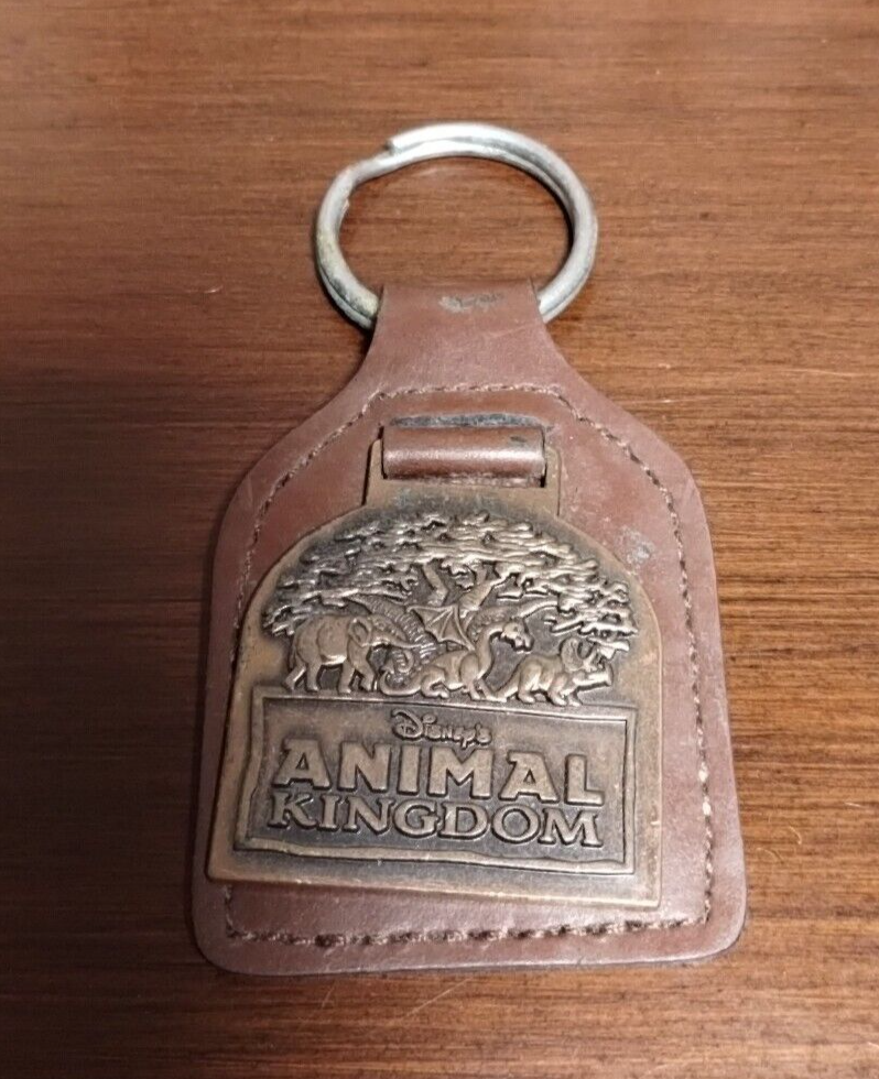 Vintage Disney's Animal Kingdom Bronze and Leather Keychain