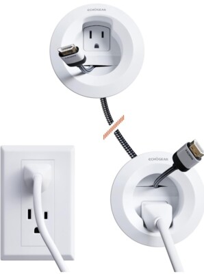 EchoGear DIY In Wall Power Cord Cable Routing System Management Kit + Hole Saw