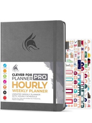 Clever Fox Planner PRO Schedule Undated Weekly & Monthly Life Planner Grey A4
