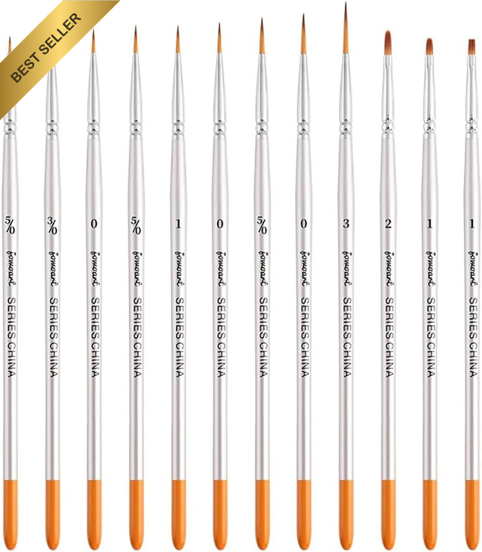 12 Models Imported Nylon Long Tail Line Brush Very Fine Cartoon Art Line Outline