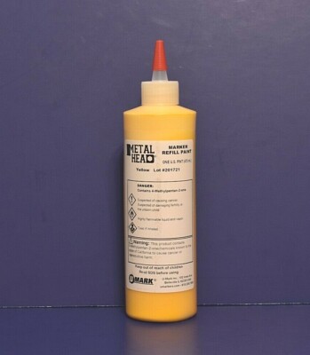 Metal Head Yellow Paint Marker 16 oz Refill Metal Marking Auto Salvage Lumber 
