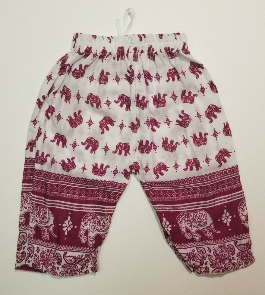 Infant Baby THAI FISHERMAN PANTS ELEPHANT Rayon Like NWOT 6-12 M USA SHIP MAROON