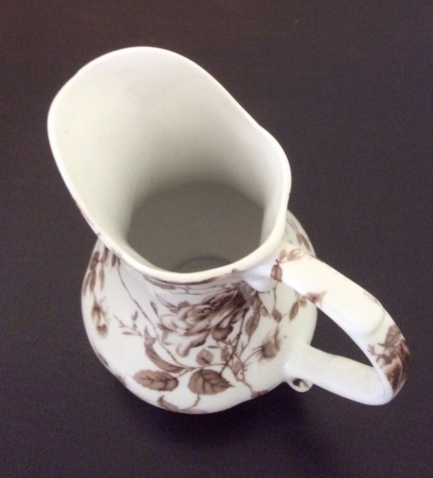 Decorative White Brown Rose Floral Pitcher Antique Reflections by J. Godinger&Co