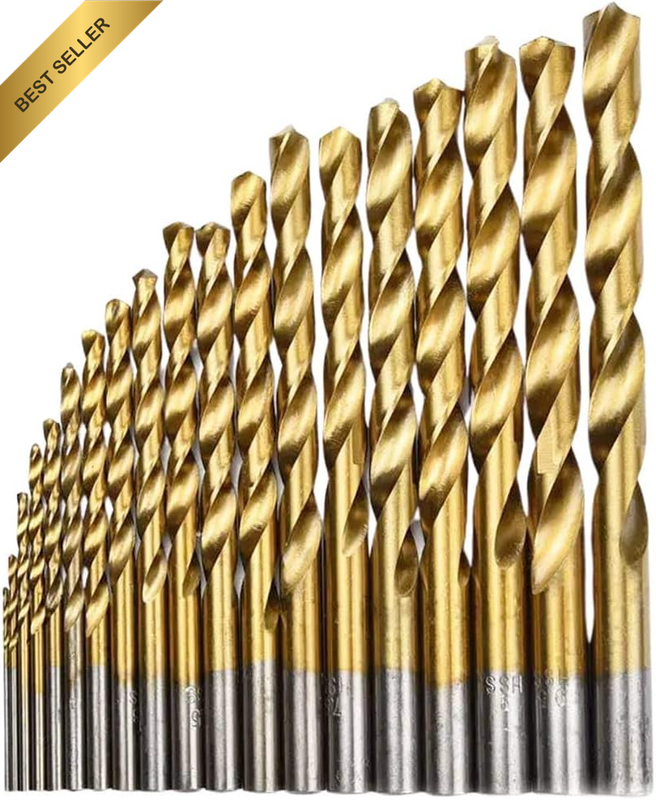 1.0-10Mm Metric Jobber Twist Drill Bits Set of 19Pcs - Titanium Coated HSS 4241,