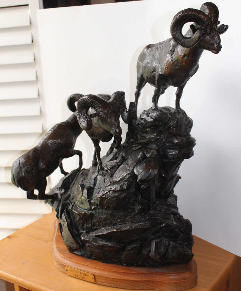 Skip Glomb Original Bronze Big Horn Sheep Large Signed Art On the Divide
