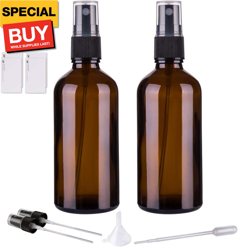 Amber Glass Spray Bottles for Essential Oils, 4Oz Empty Small Fine Mist Spray Bo