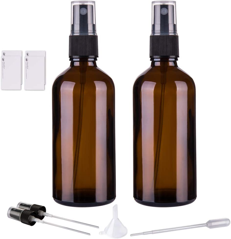 Amber Glass Spray Bottles for Essential Oils, 4Oz Empty Small Fine Mist Spray Bo