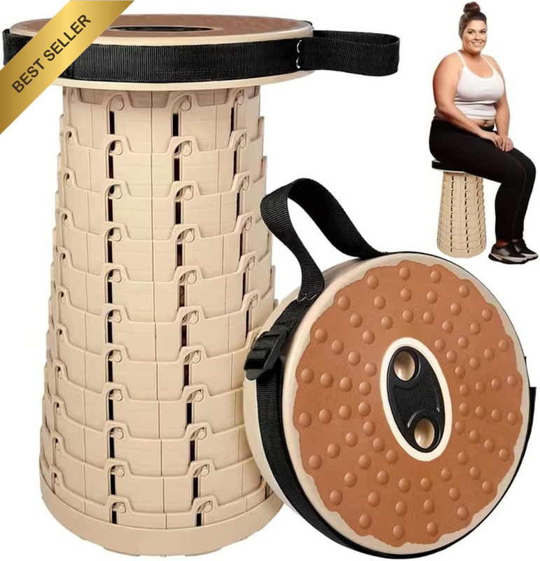 Foldable Portable Stool with Shoulder Straps, Retractable and Waterproof, for Ou