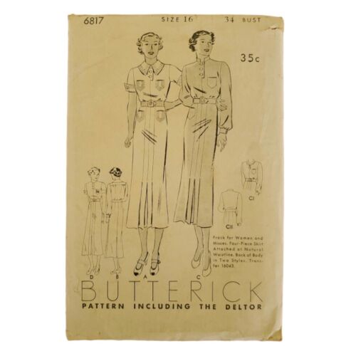 Vintage 1920s Butterick 6817 sewing pattern women