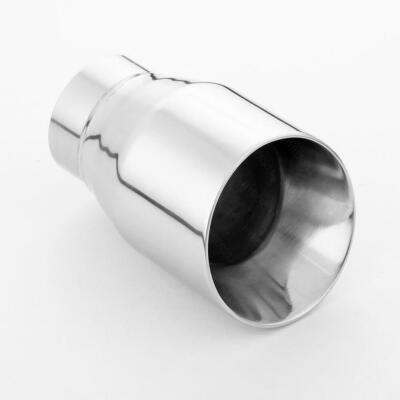 Dual Wall 3'' Out 2'' Inlet Exhaust Tip Stainless Steel 4.72'' Length Angle Cut