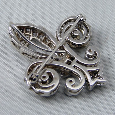 14k White Gold 1.05-1.25ctw Diamond Pin Brooch