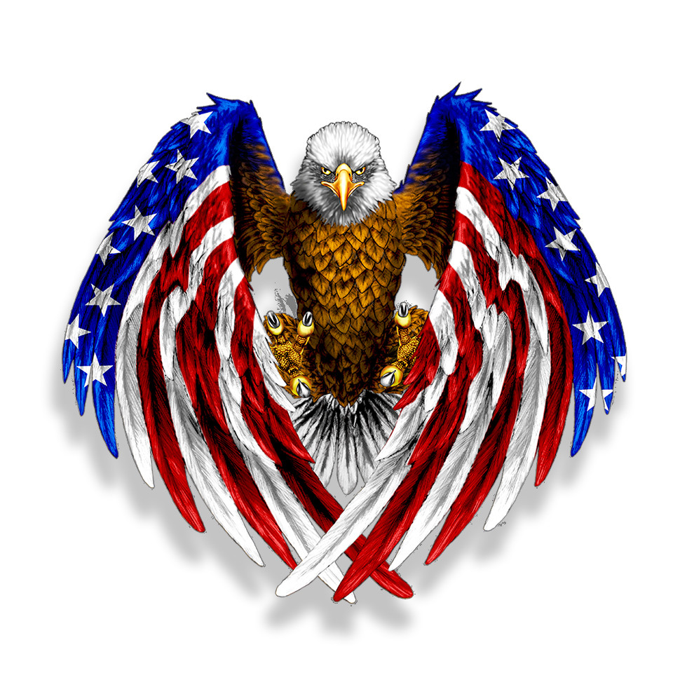 Bald Eagle USA American Flag Sticker Car Truck Laptop Window Decal Bumper Cooler