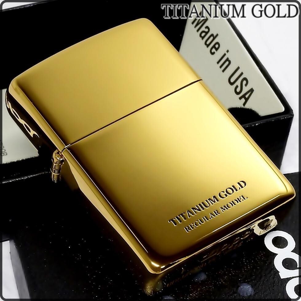 Zippo Regular Case Titanium Gold Insert Etching Brass Oil