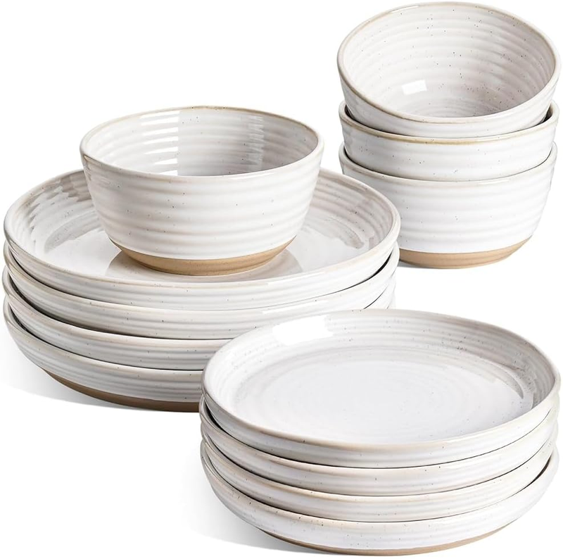Dinnerware Sets 12 PCS, Ceramic Plates and Bowls Set, for Housewarming (28 Oz Cereal Bowl+ 8