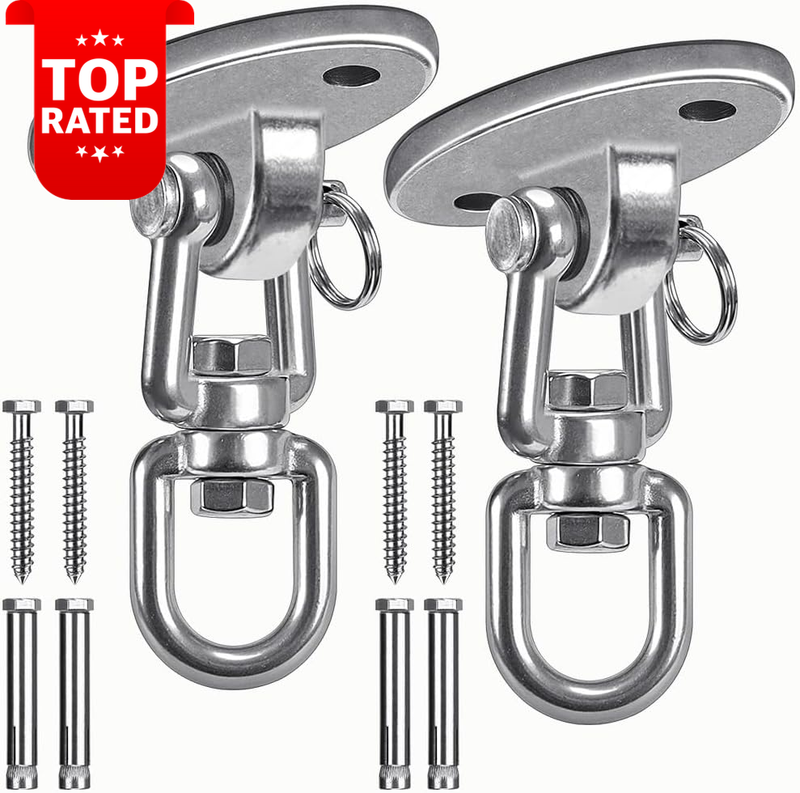1000Lb Capacity 360° Swivel Swing Hangers Antirust SUS304 Indoor Outdoor 2 Pack