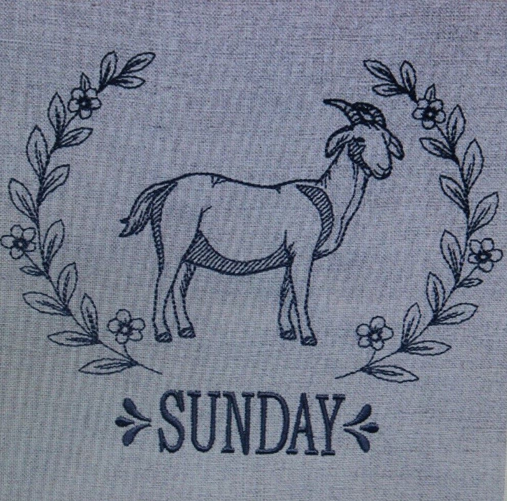 Farm animals Days of the Week Embroidered Floursack Towel Set New