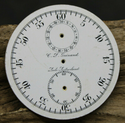 C.L. GUINAND LOCLE SWISS PORCELAIN FACE POCKET WATCH VERY CLEAN! (J2H3)
