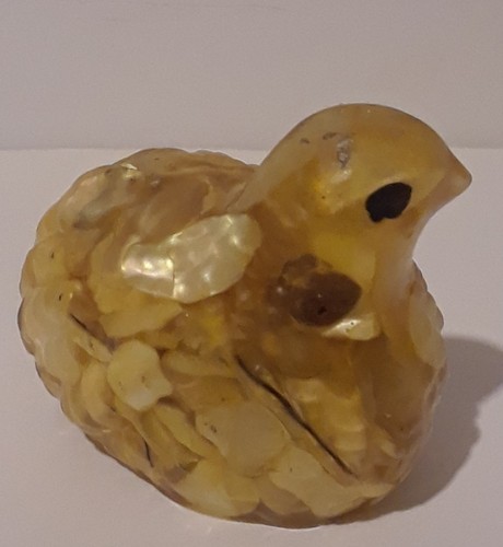 Lucite Shell Confetti Chick Baby Bird Textured Paperweight Figurine Easter Decor