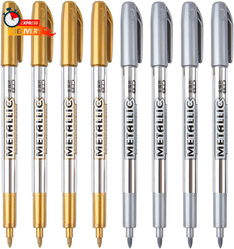 Metallic Markers Pens - Silver and Gold Paint Pens for Black Paper, Glass, Rock