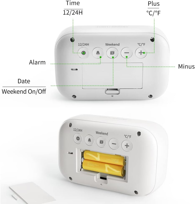 Digital Alarm Clock Bedside - Battery Powered Clock with LCD Display Volume Adju