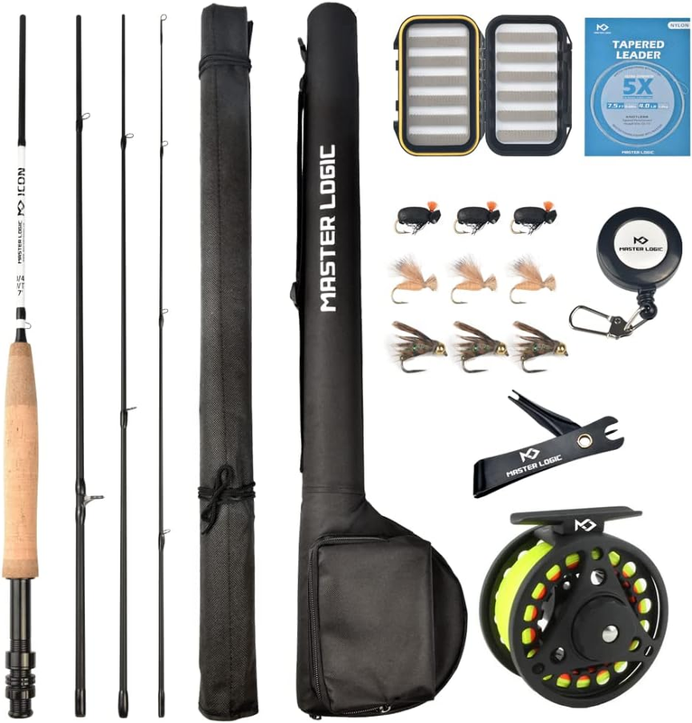 Fly Fishing Rod and Reel Combo Starter Kit with Lightweight Fly Box Case & Fishi