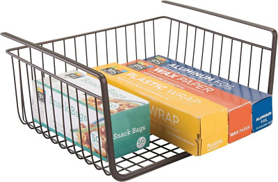 iDesign York Metal Under Shelf Storage Basket 1 Count (Pack of 1), Bronze