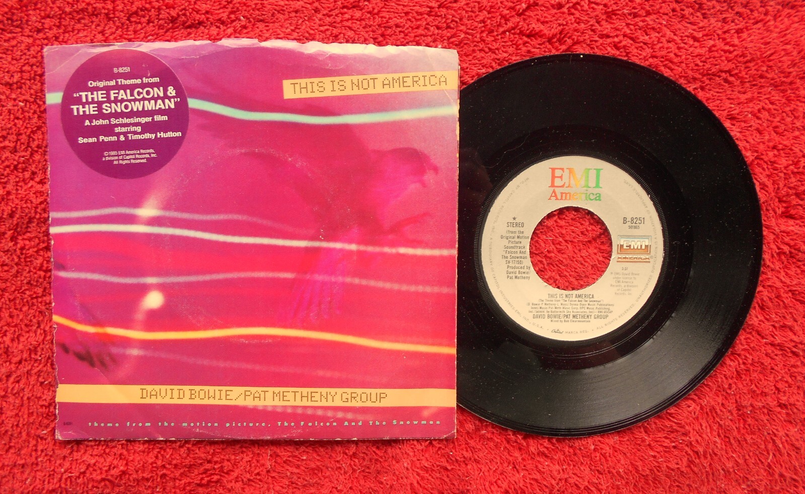 DAVID BOWIE & PAT METHENY THIS IS NOT AMERICA 1985 45 AND