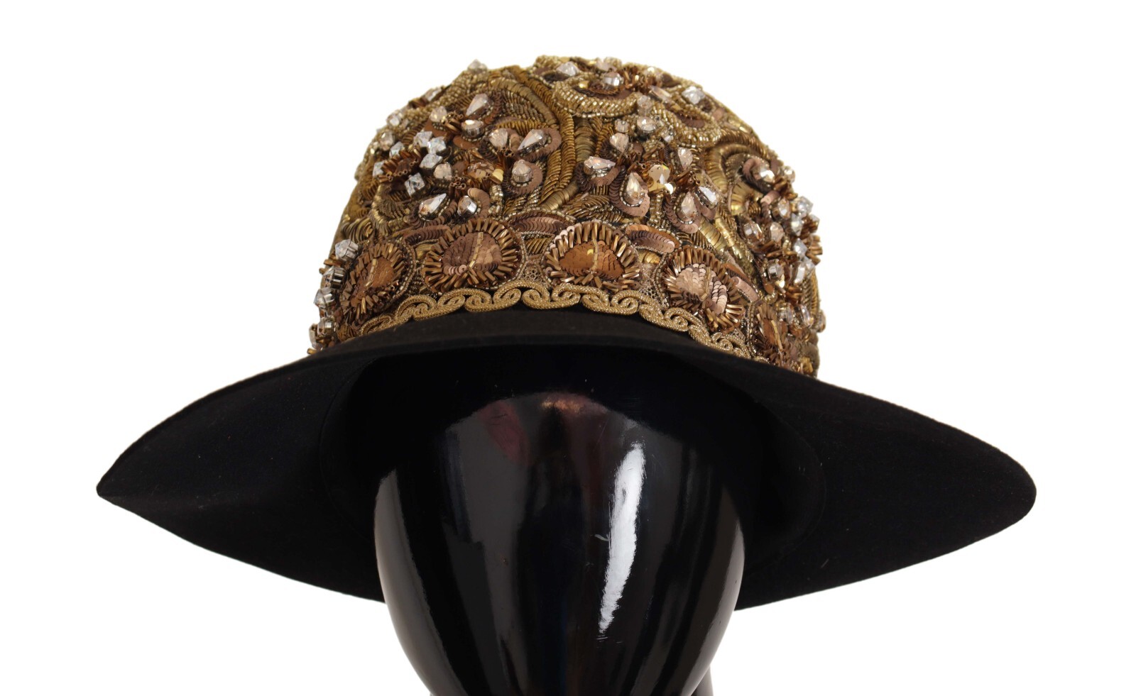 

DOLCE-GABBANA Шляпа Золотая, украшенная кристаллами и стразами, вышитая Fedora .57, Черный