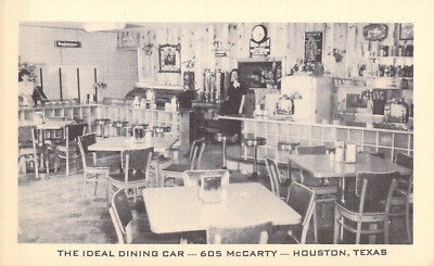 The Ideal Dining Car, 605 McCarty, Houston, TX On US Highway 90 Postcard