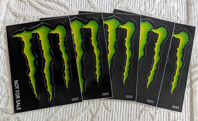 (5) Monster Energy Stickers , Iconic M,NEW!  4''