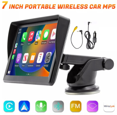 Portable 7'' Wireless CarPlay Car Radio Stereo Touch Screen Android Auto BT USB