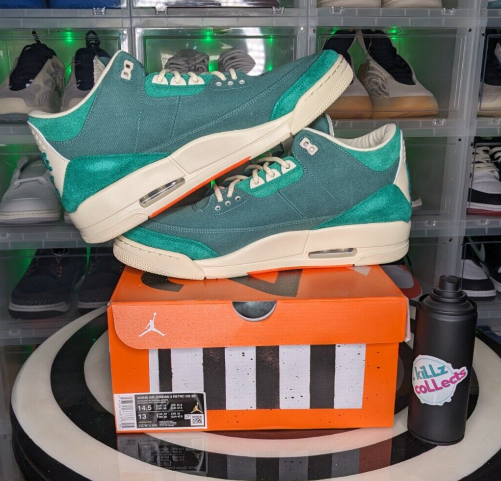 Pre-owned Jordan Size 13m/14.5w - Nina Chanel Abney X Air  3 Retro Sp Bicoastal In Green