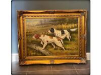 Large Oil Painting ‘Gun Dogs’ Signed S. Porter 