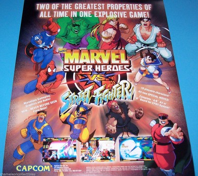 1997 CAPCOM MARVEL SUPER HEROES  VS. STREET FIGHTER VIDEO ARCADE GAME FLYER