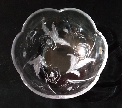 Studio Silversmiths Large Scalloped Crystal Bowl Japan 11''D x 4''H 
