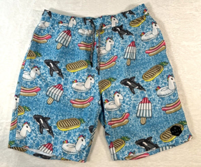 NEFF Unicorn Popsicles Hotdogs Pool Swim Trunks Mens XL Waist Boardshorts