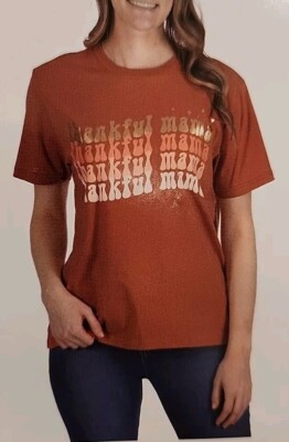 New State of Mine Women's Fall Harvest Graphic Tee Thankful Mama Size M