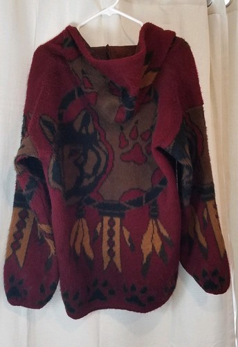 VTG Artesanias Tuntaquimba Wolf Paw Alpaca Wool Jacket Zip Up Hoody Dreamcatcher