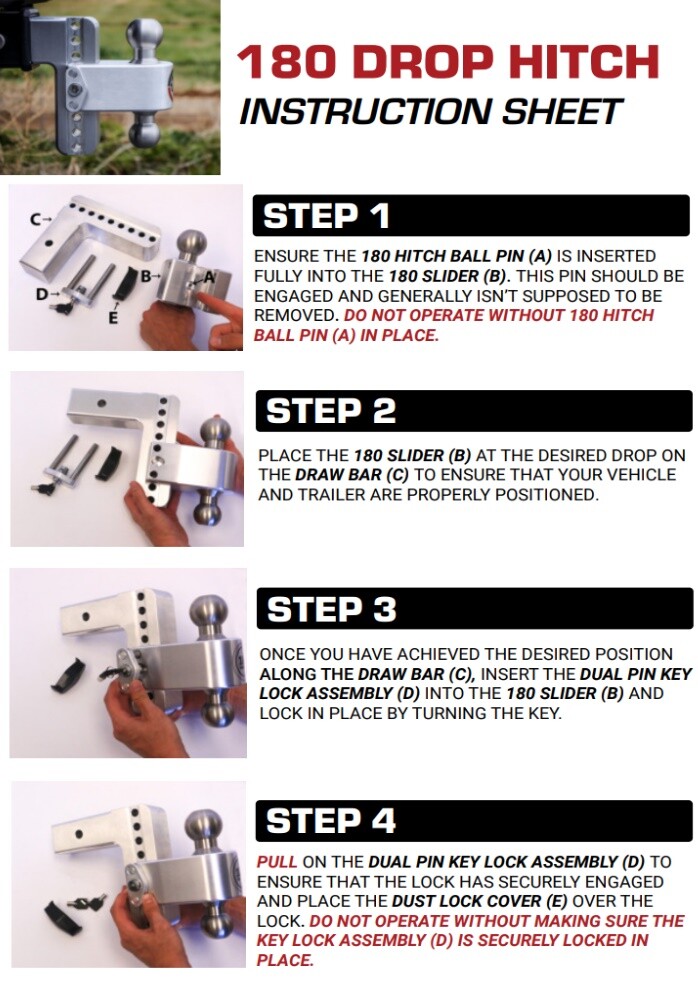 Weigh Safe CTB8-2.5 180° Adjustable 8" Drop Hitch Ball for 2.5" Shaft & Key Lock