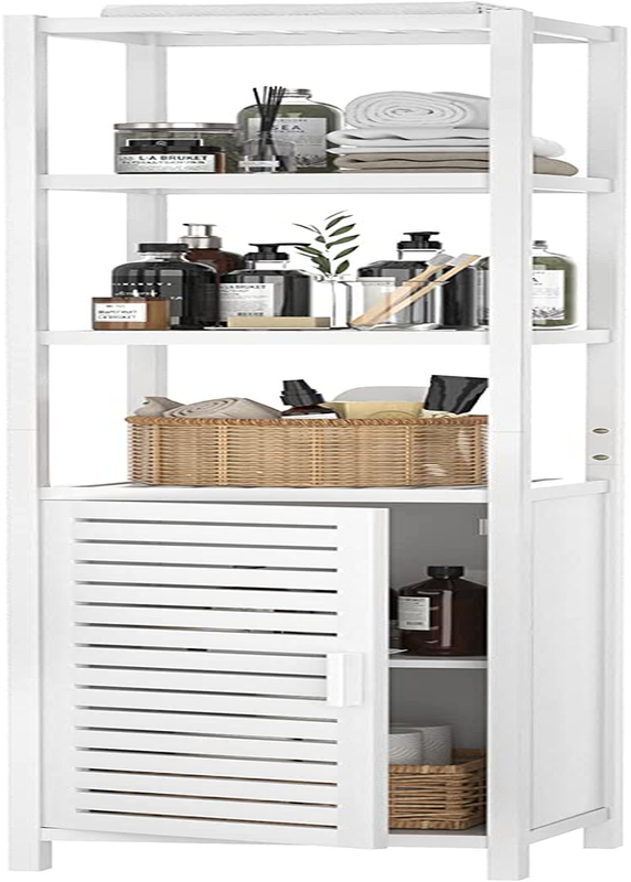 Homykic Bathroom Storage Cabinet Bamboo, 6-Tier 67 Inch Tall Narrow Linen Floor