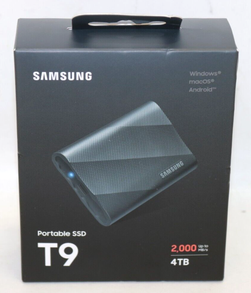 Samsung - T9 Portable SSD 4TB, Up to 2,000MB/s, USB 3.2 Gen2 - Black - NEW!