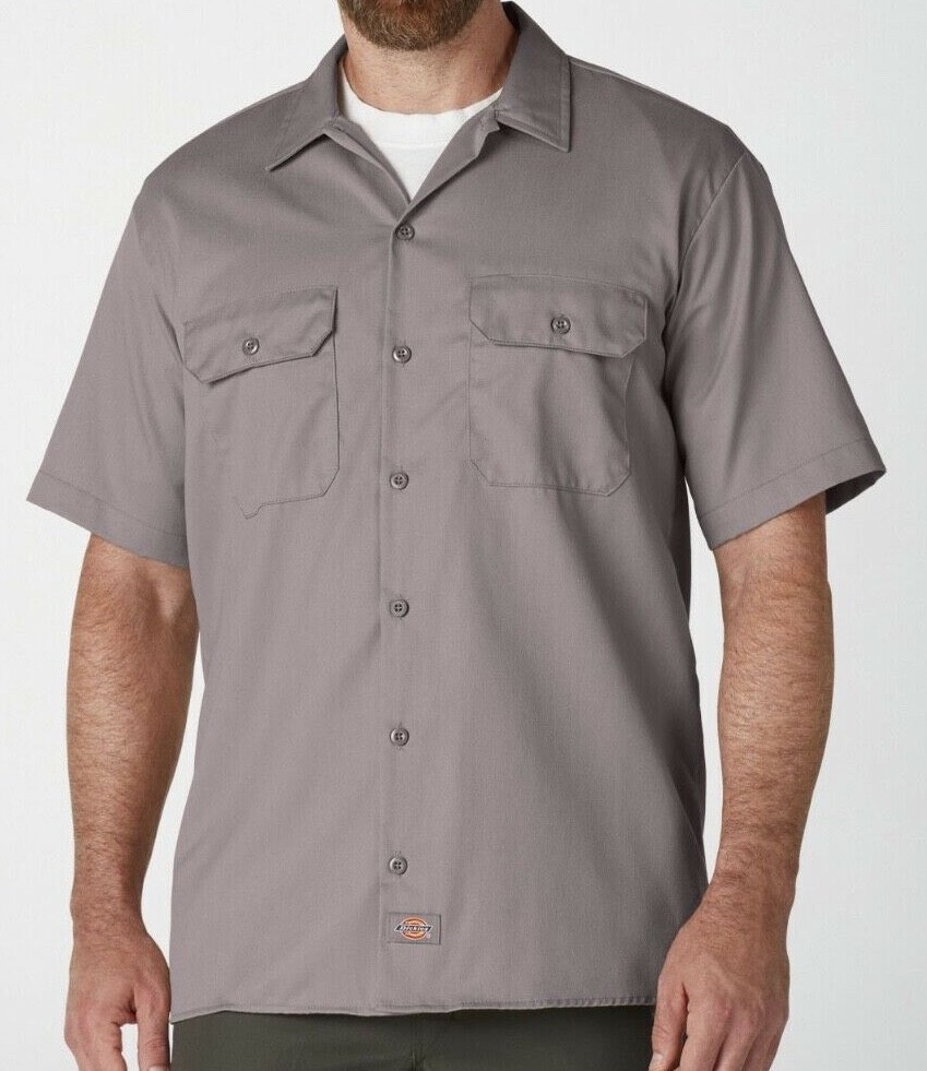 independent 00s フーディ Dickies work Shirt short sleeve Silver Button up 1574SV | eBay