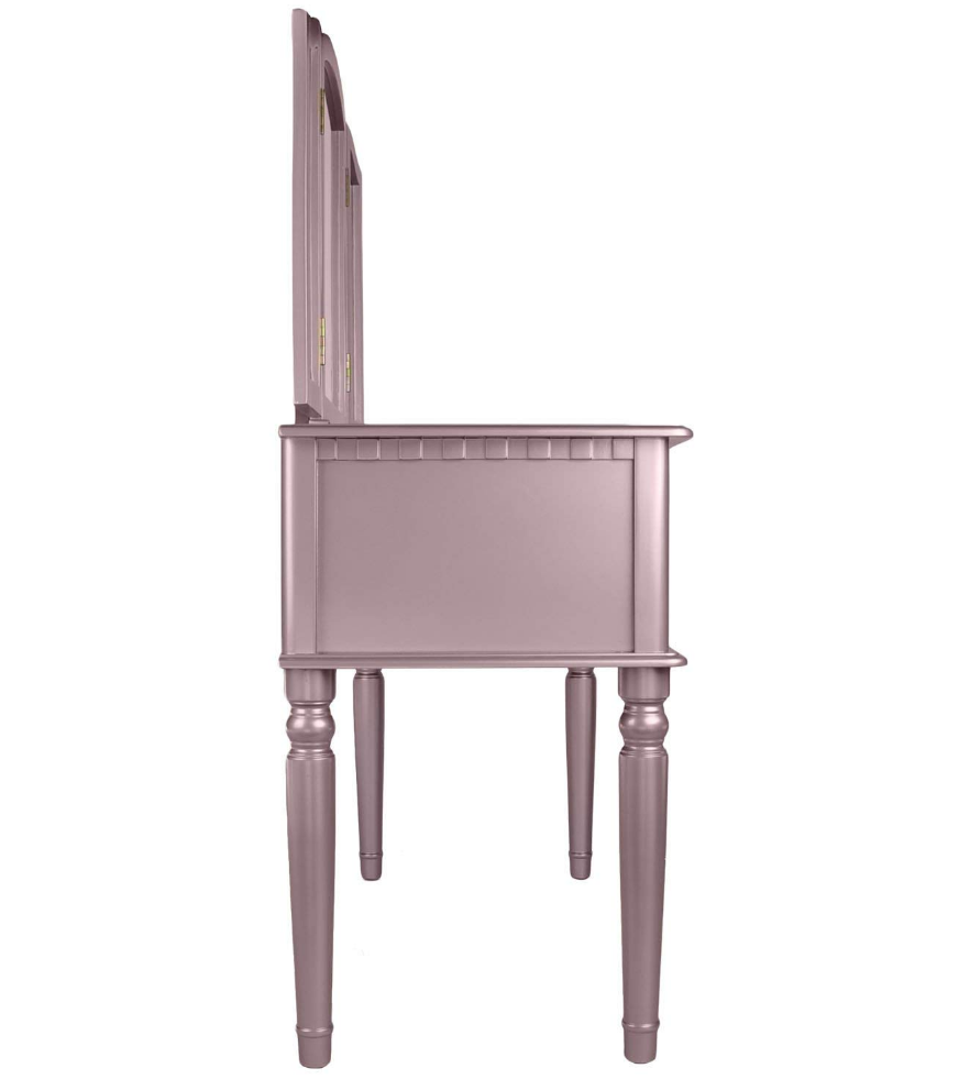 Tri Folding Mirror Vanity Makeup Table Set Dresser Stool Bench Drawers Dressing