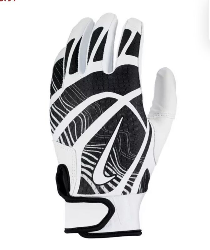 Nike Hyperdiamond Pro Womens Black on White Softball Batting Gloves!!(Md)