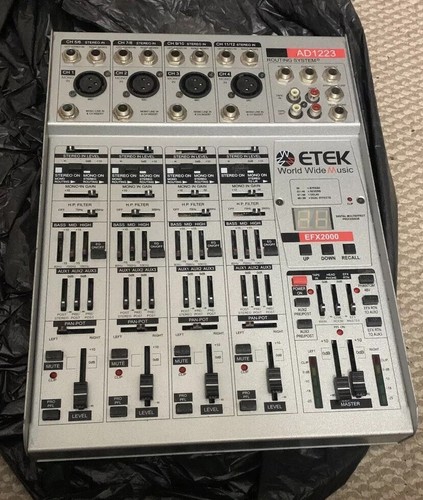 etek AD 1223 12 channel audio mini mixing desk with routing
