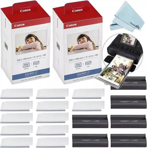 Canon Selphy CP1500 CP1300 CP1200 4x6 108 sheet Color Ink Paper Set KP-108IN lot