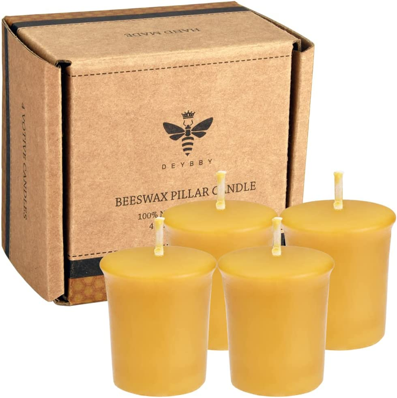 Pure Beeswax Votive Candles-4 Pack Natural Votives for Home 