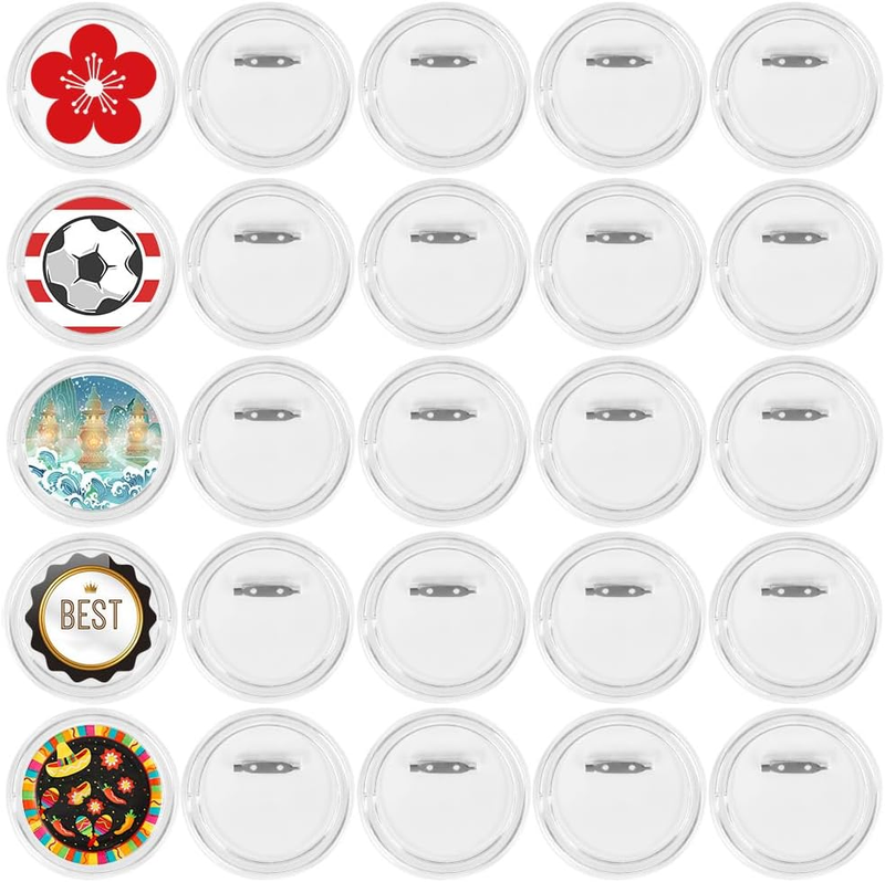 25Pcs 3 Inch Button Badges with Pin, Clear Button Badges Craft Buttons Large Pho
