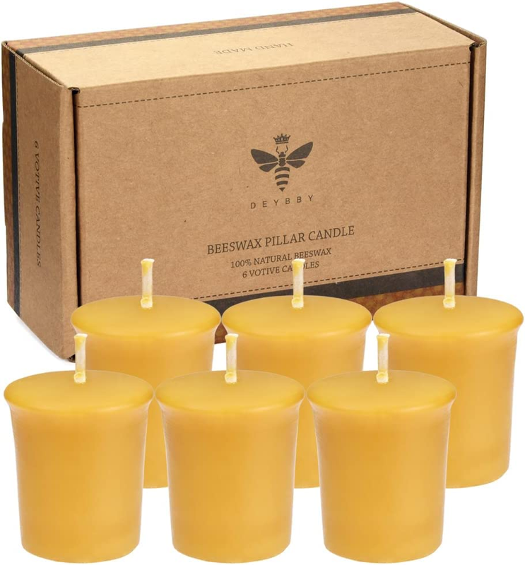 Pure Beeswax Votive Candles-6 Pack Natural Votives Set for H