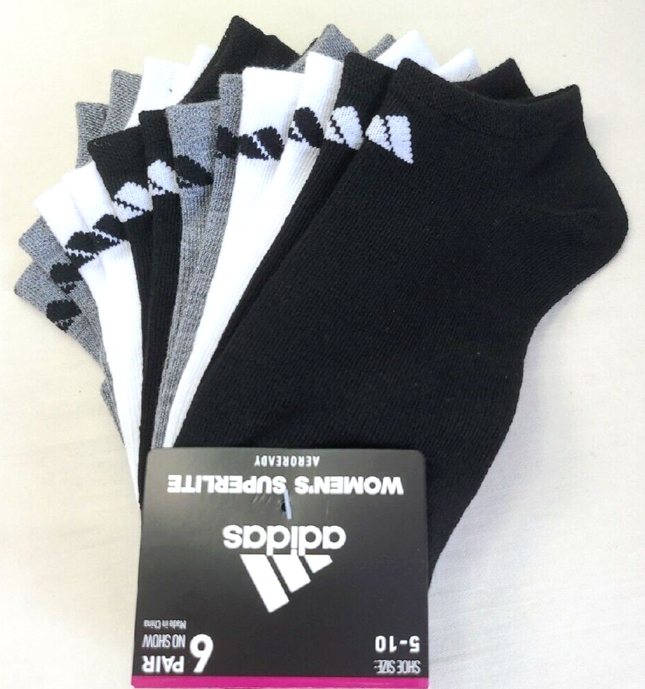 6 Pack M L 5-10 Black Gray White Athletic Superlite